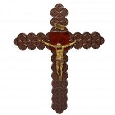 impozant CRUCIFIX. sculptura Adolfo Fargnoli. mahon rosu. cca 1920 Spania impozant CRUCIFIX. sculptura Adolfo Fargnoli. mahon rosu. cca 1920 Spania